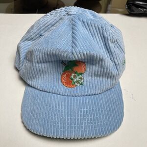 Snap Light Blue Corduroy Hat with Orange Embroidery
